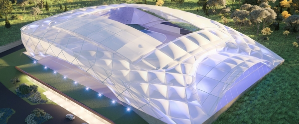 A parte externa do Parque Aquático Gramado será em polímero alemão, tecnologia usada no estádio Allianz Arena, em Munique, na Alemanha.
