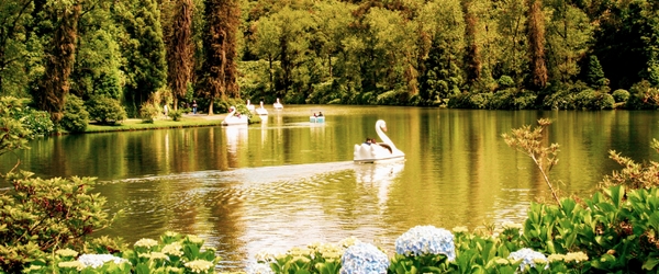 O lindíssimo Lago Negro, com seus pedalinhos em forma de cisne.